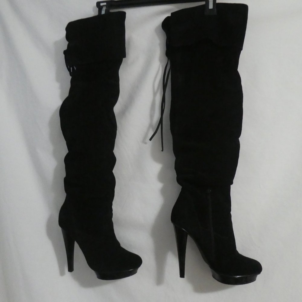 STEVE MADDEN | size 7.5 | Black Suede Stiletto Pirate Slouch Boot | Xenonn | GUC - Picture 12 of 14